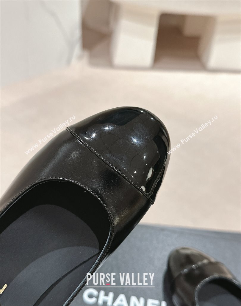 Chanel Shiny Calfskin Mary Janes Pumps 4.5cm with Colored Heel Black 2024 0424 (MD-240424072)