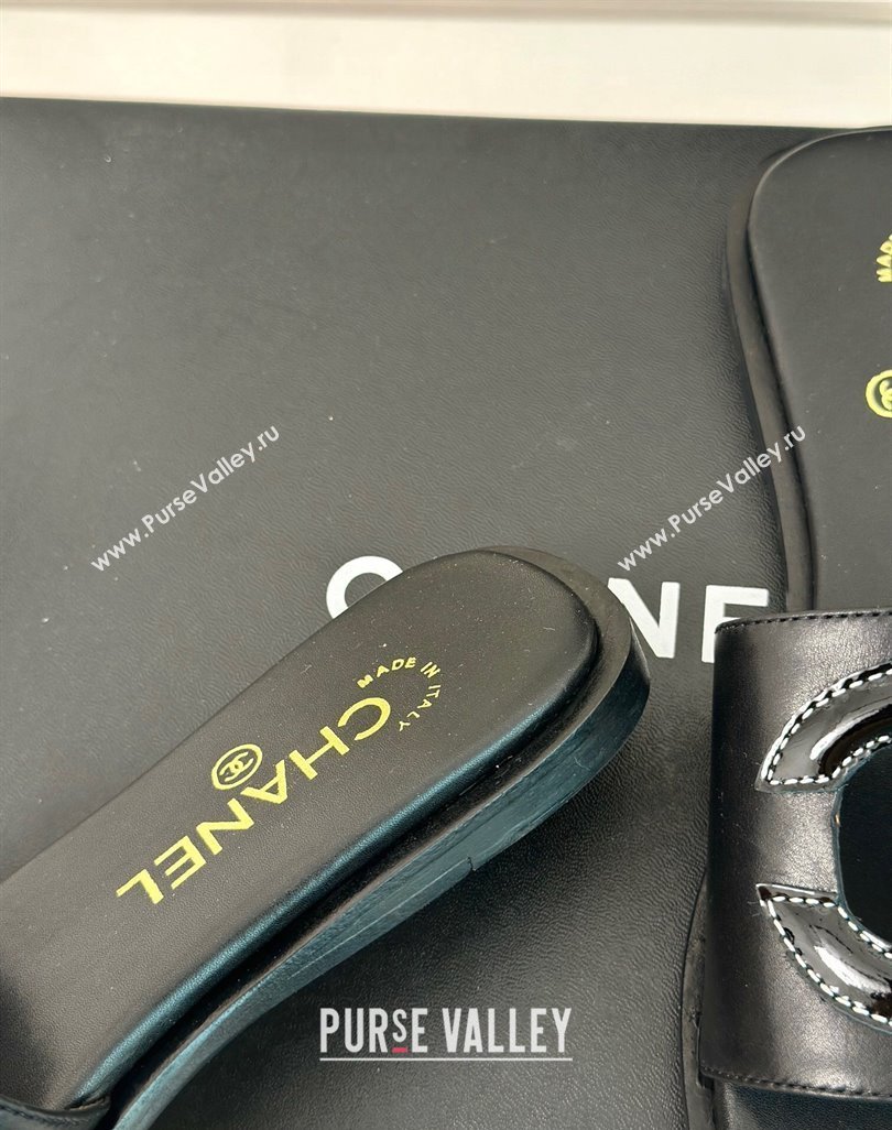 Chanel Calfskin Flat Slide Sandals with Maxi CC Black 2024 0424 (MD-240424109)