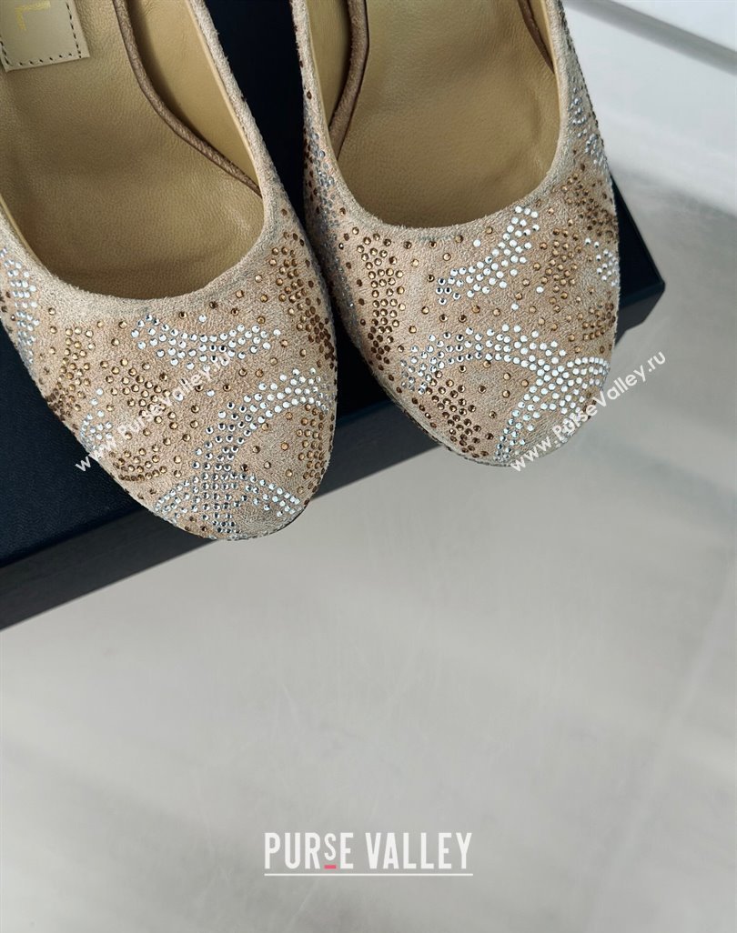 Chanel Suede High Heel Platform Pumps 10.5cm Beige 2024 0424 (MD-240424121)