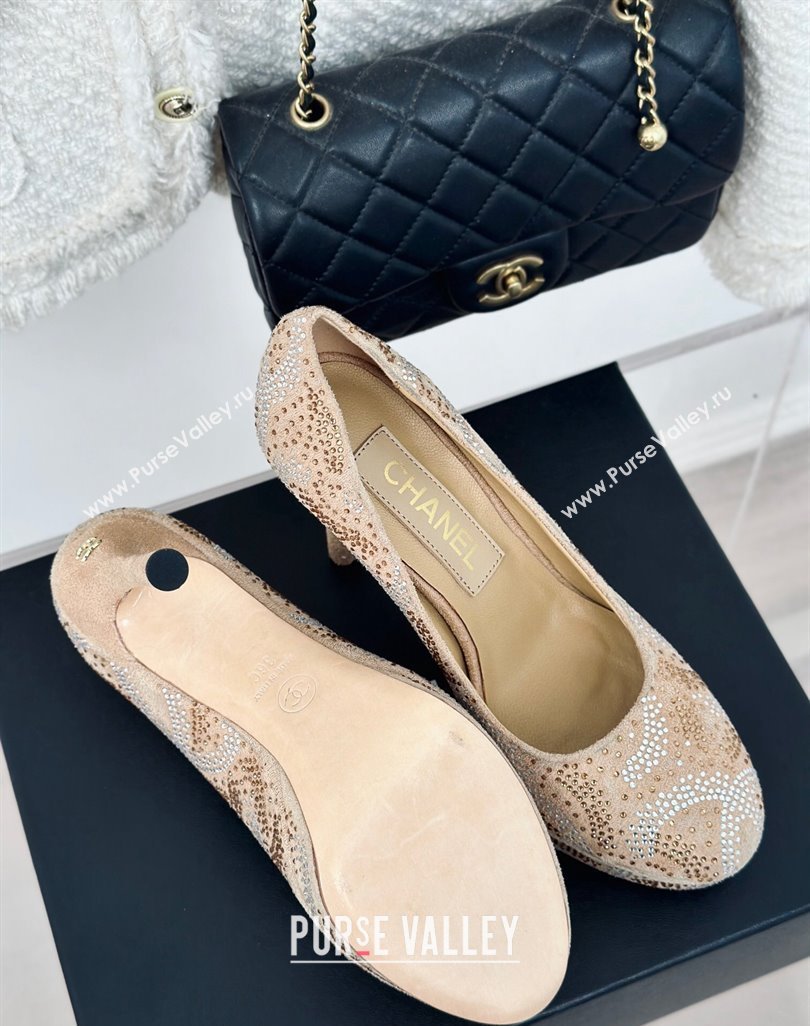 Chanel Suede High Heel Platform Pumps 10.5cm Beige 2024 0424 (MD-240424121)