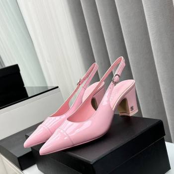 Chanel Patent Calfskin Slingbacks Pumps 6cm Pink 2024 0423 (MD-240423097)