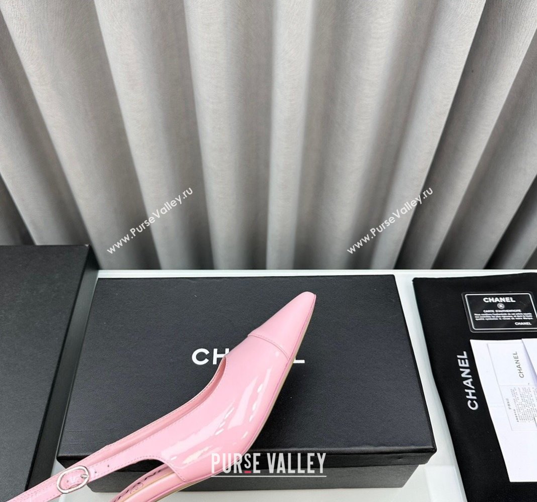 Chanel Patent Calfskin Slingbacks Pumps 6cm Pink 2024 0423 (MD-240423097)