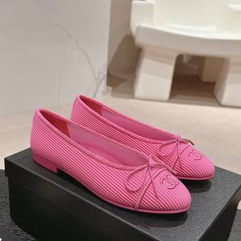 Chanel Striped Fabric Ballet Flat with Bow G45512 Pink 2024 (MD-240423140)