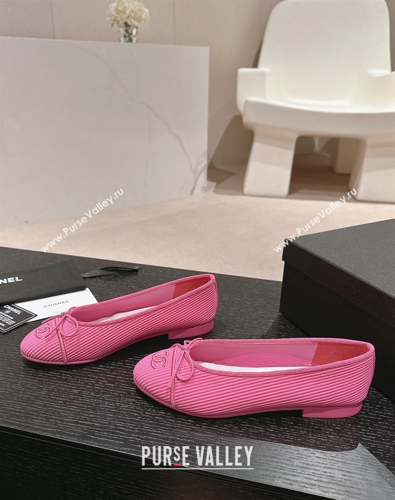 Chanel Striped Fabric Ballet Flat with Bow G45512 Pink 2024 (MD-240423140)