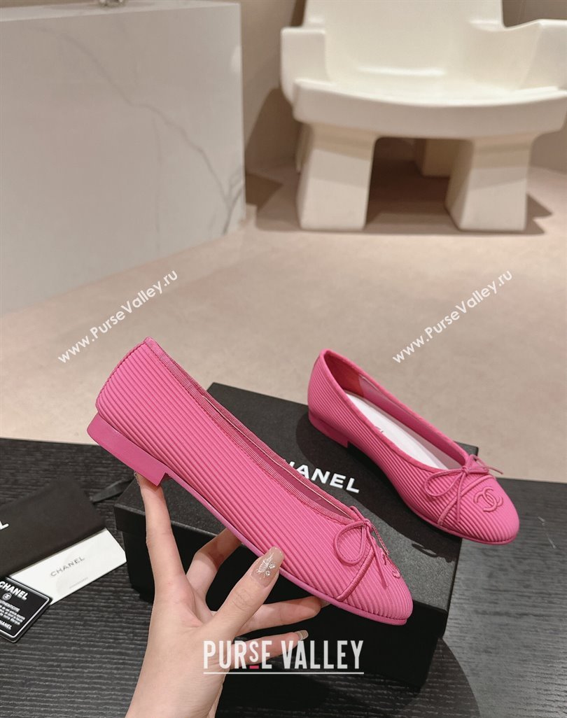 Chanel Striped Fabric Ballet Flat with Bow G45512 Pink 2024 (MD-240423140)