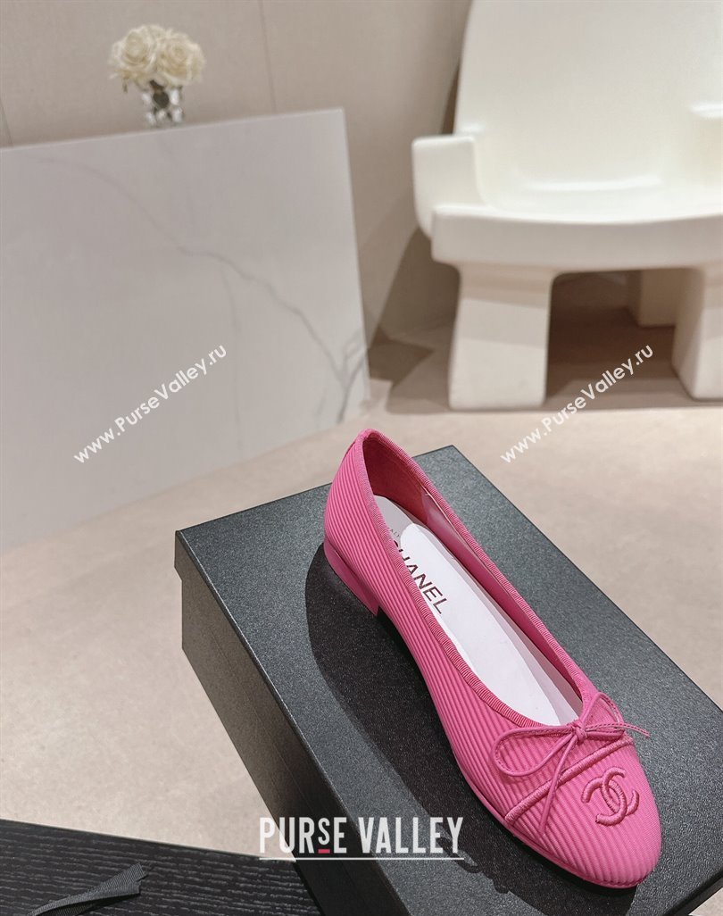 Chanel Striped Fabric Ballet Flat with Bow G45512 Pink 2024 (MD-240423140)