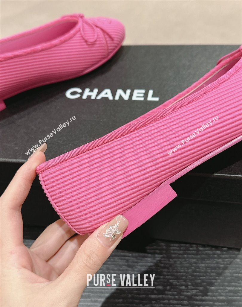 Chanel Striped Fabric Ballet Flat with Bow G45512 Pink 2024 (MD-240423140)