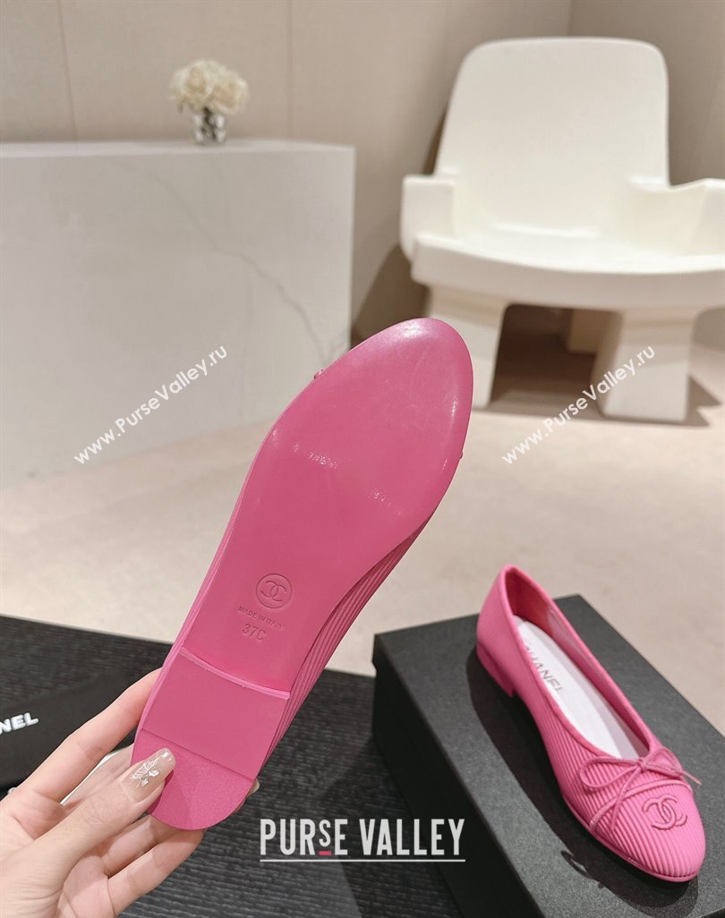 Chanel Striped Fabric Ballet Flat with Bow G45512 Pink 2024 (MD-240423140)