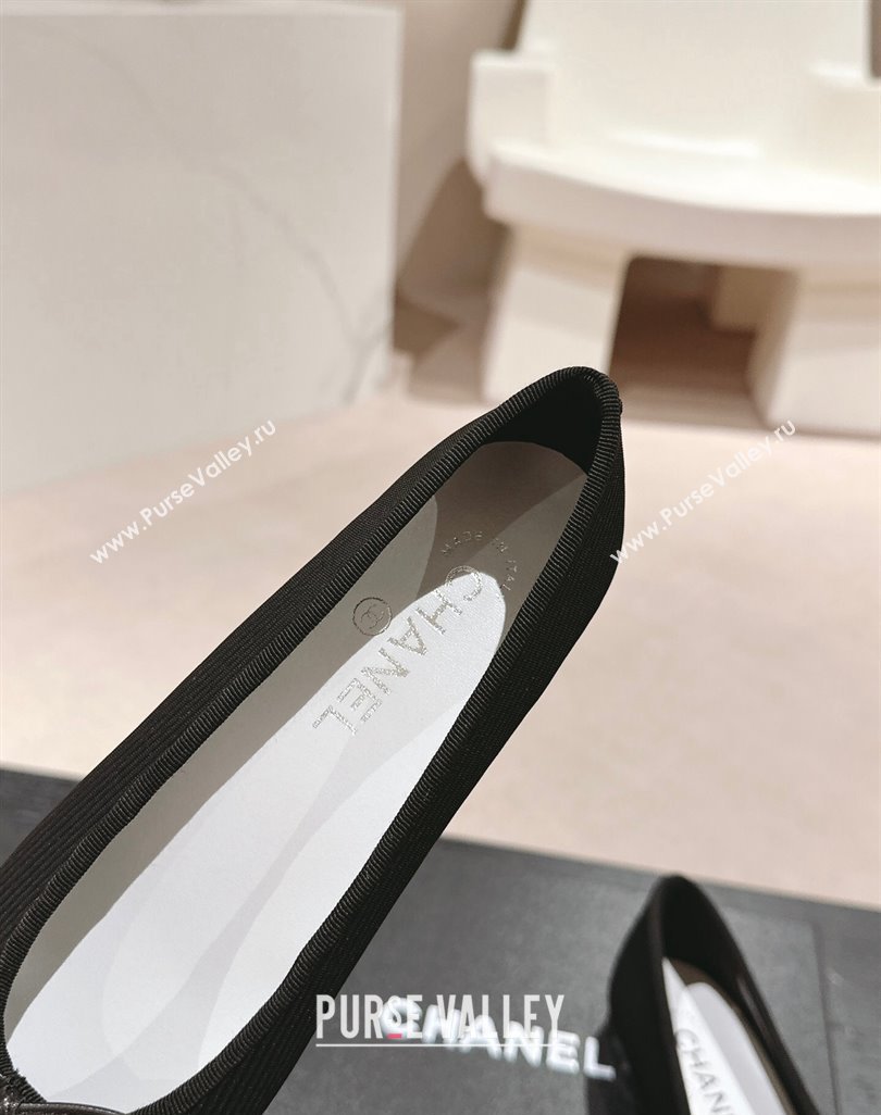 Chanel Striped Fabric Ballet Flat with Bow G45512 Black 2024 (MD-240423143)