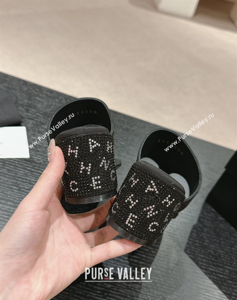 Chanel Crystals Heel Thong Slide Sandals 4.5cm with Letters Black 2024 0424 (MD-240424160)