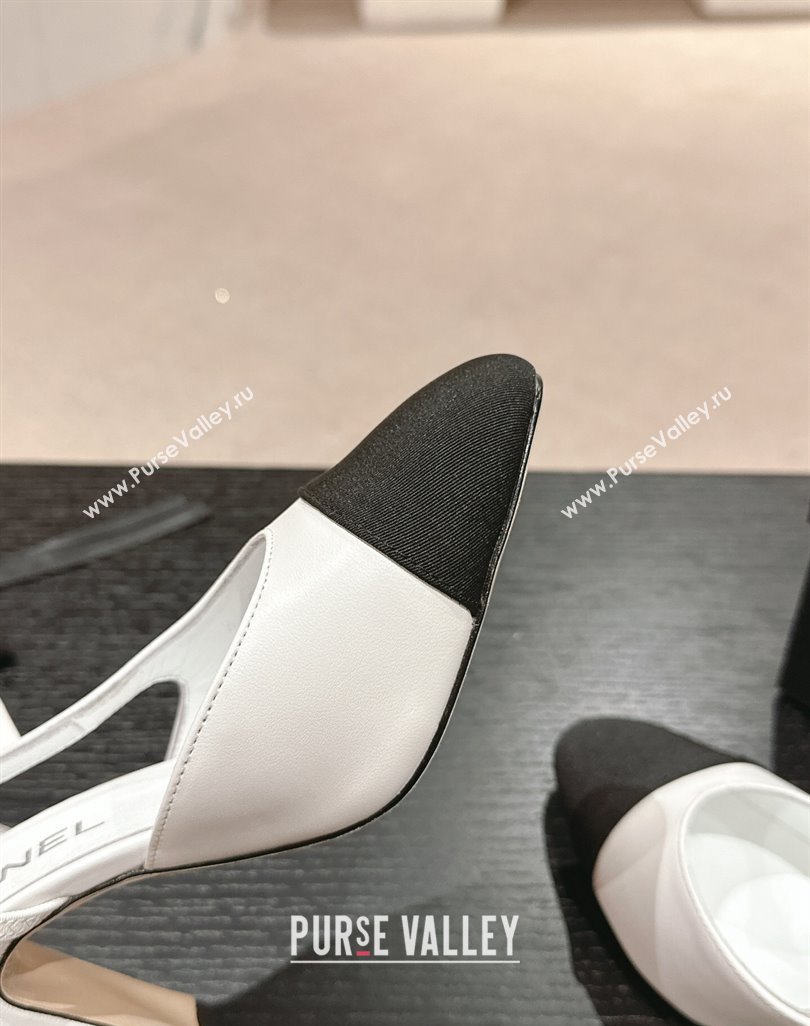 Chanel Lambskin Grosgrain Slingbacks Pumps 9cm G45509 White 2024 (MD-240423105)