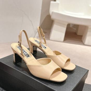 Chanel Lambskin Heel Sandals 5.5cm G45619 Beige 2024 (MD-240424170)