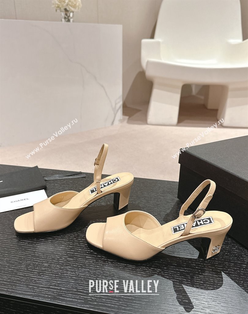 Chanel Lambskin Heel Sandals 5.5cm G45619 Beige 2024 (MD-240424170)