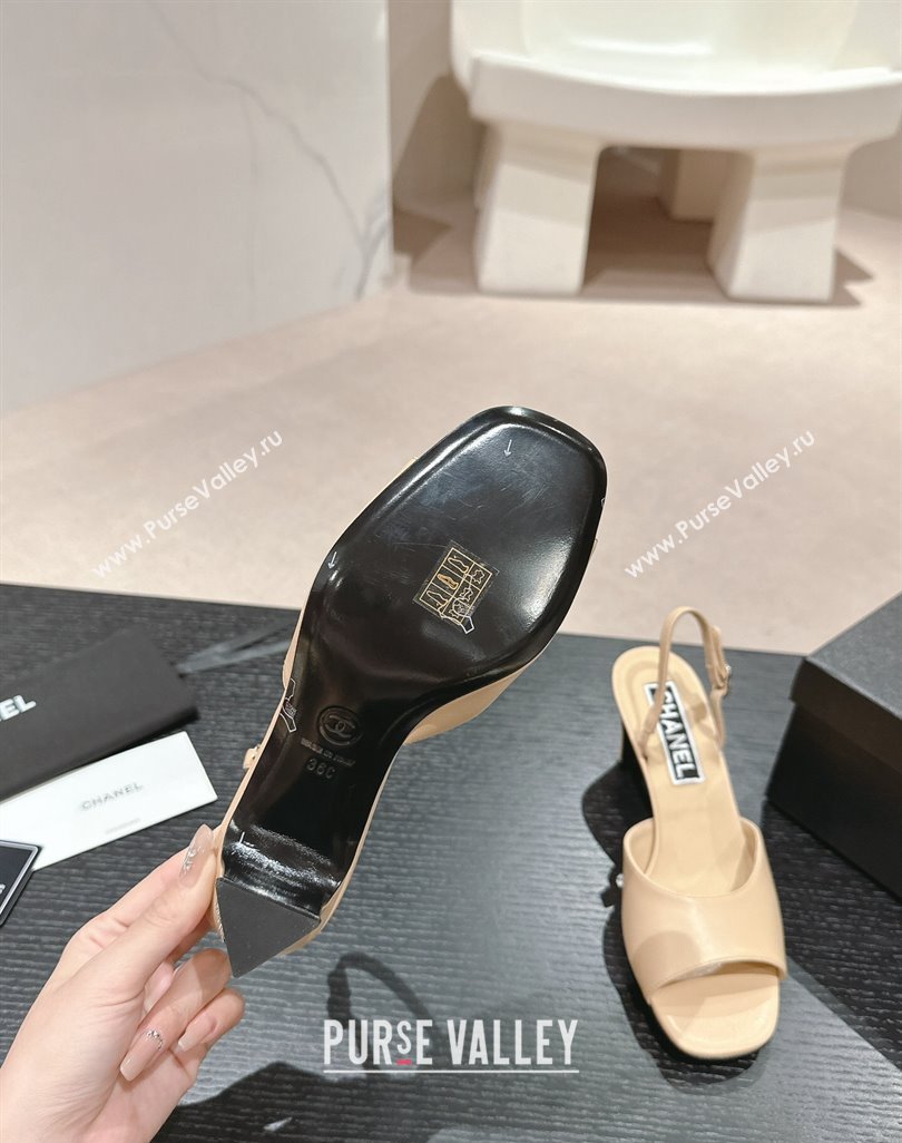 Chanel Lambskin Heel Sandals 5.5cm G45619 Beige 2024 (MD-240424170)