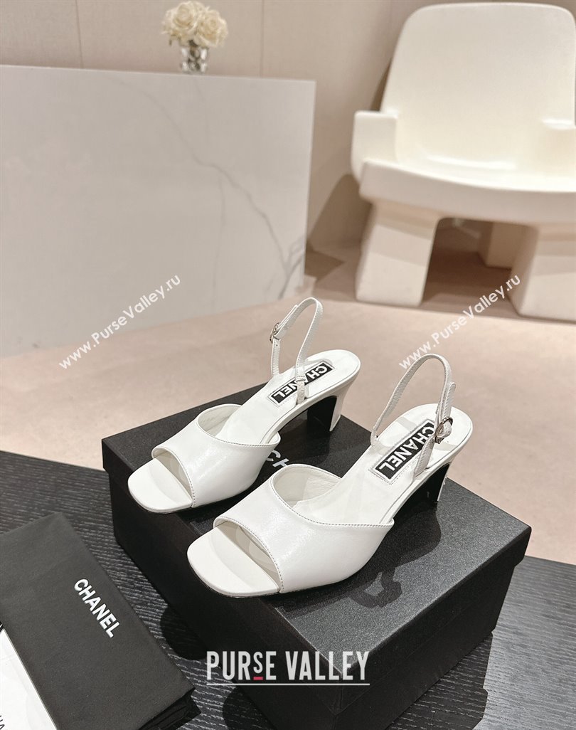 Chanel Lambskin Heel Sandals 5.5cm G45619 White 2024 (MD-240424171)