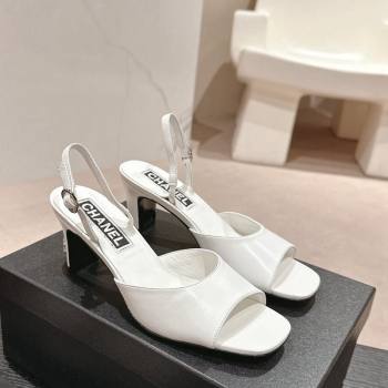 Chanel Lambskin Heel Sandals 5.5cm G45619 White 2024 (MD-240424171)