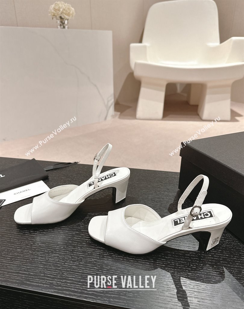 Chanel Lambskin Heel Sandals 5.5cm G45619 White 2024 (MD-240424171)