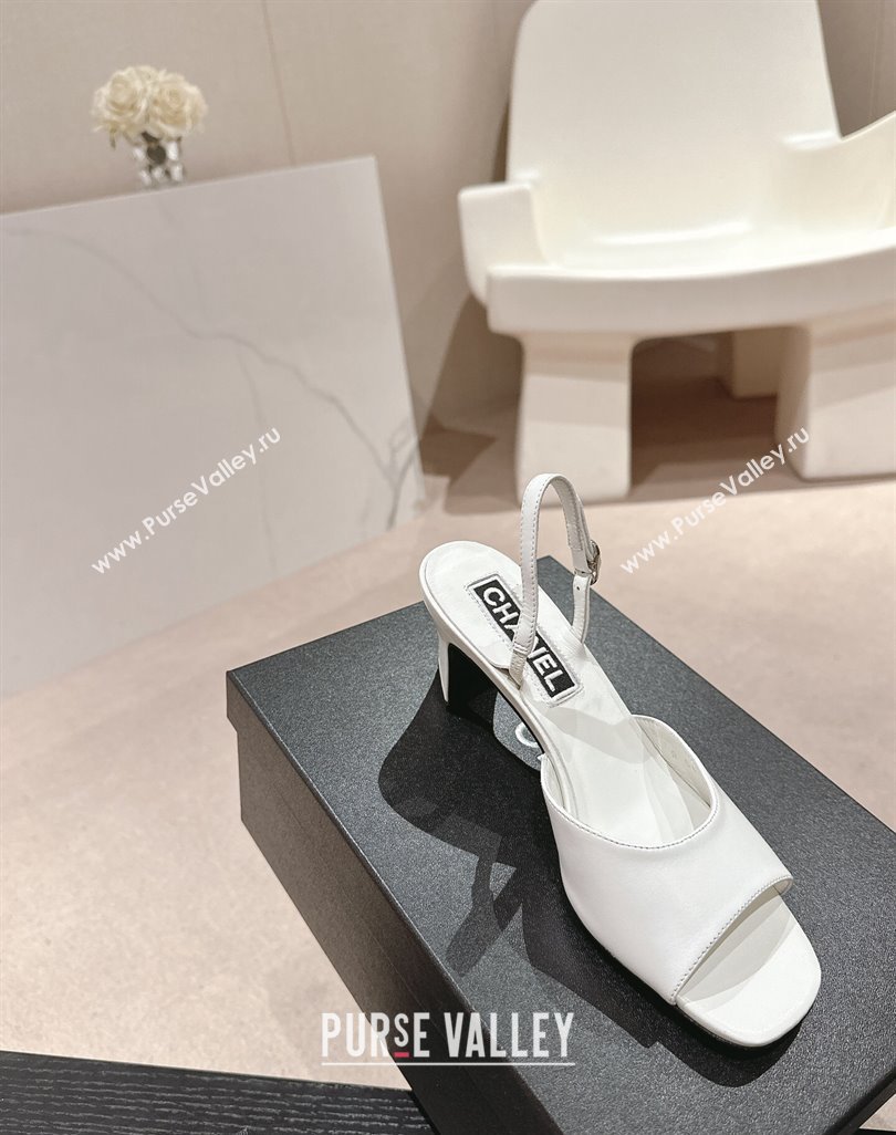 Chanel Lambskin Heel Sandals 5.5cm G45619 White 2024 (MD-240424171)