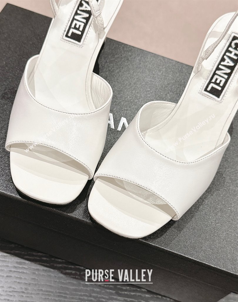 Chanel Lambskin Heel Sandals 5.5cm G45619 White 2024 (MD-240424171)