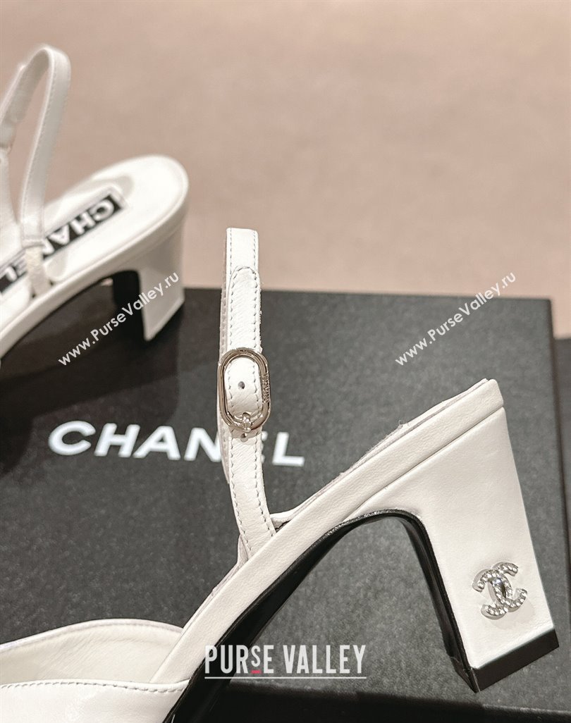 Chanel Lambskin Heel Sandals 5.5cm G45619 White 2024 (MD-240424171)