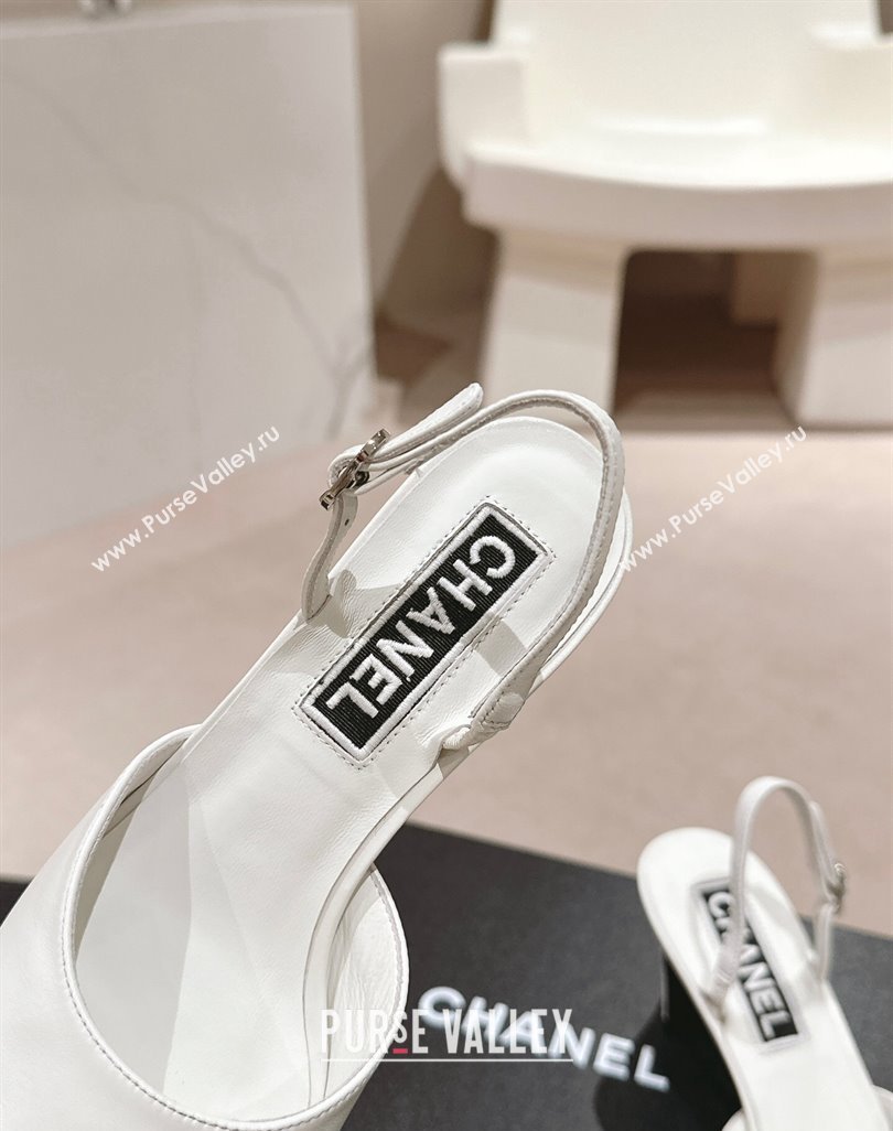 Chanel Lambskin Heel Sandals 5.5cm G45619 White 2024 (MD-240424171)