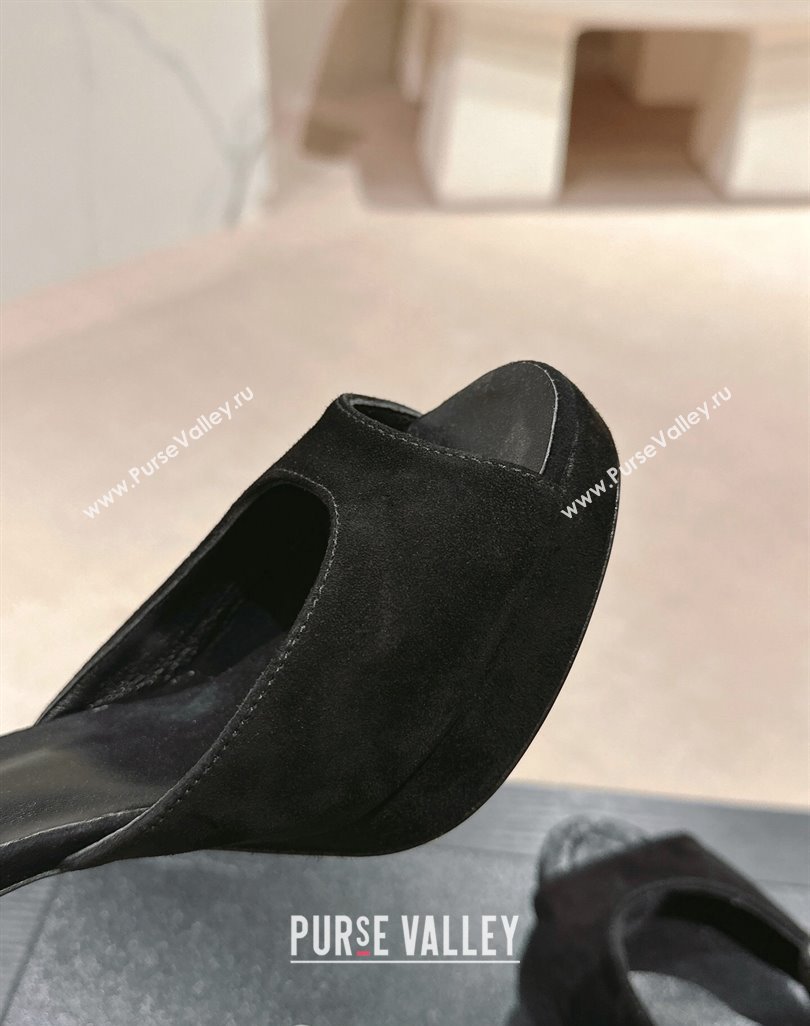 Chanel Suede Platform High Heel Sandals Black2 2024 0424 (MD-240424174)