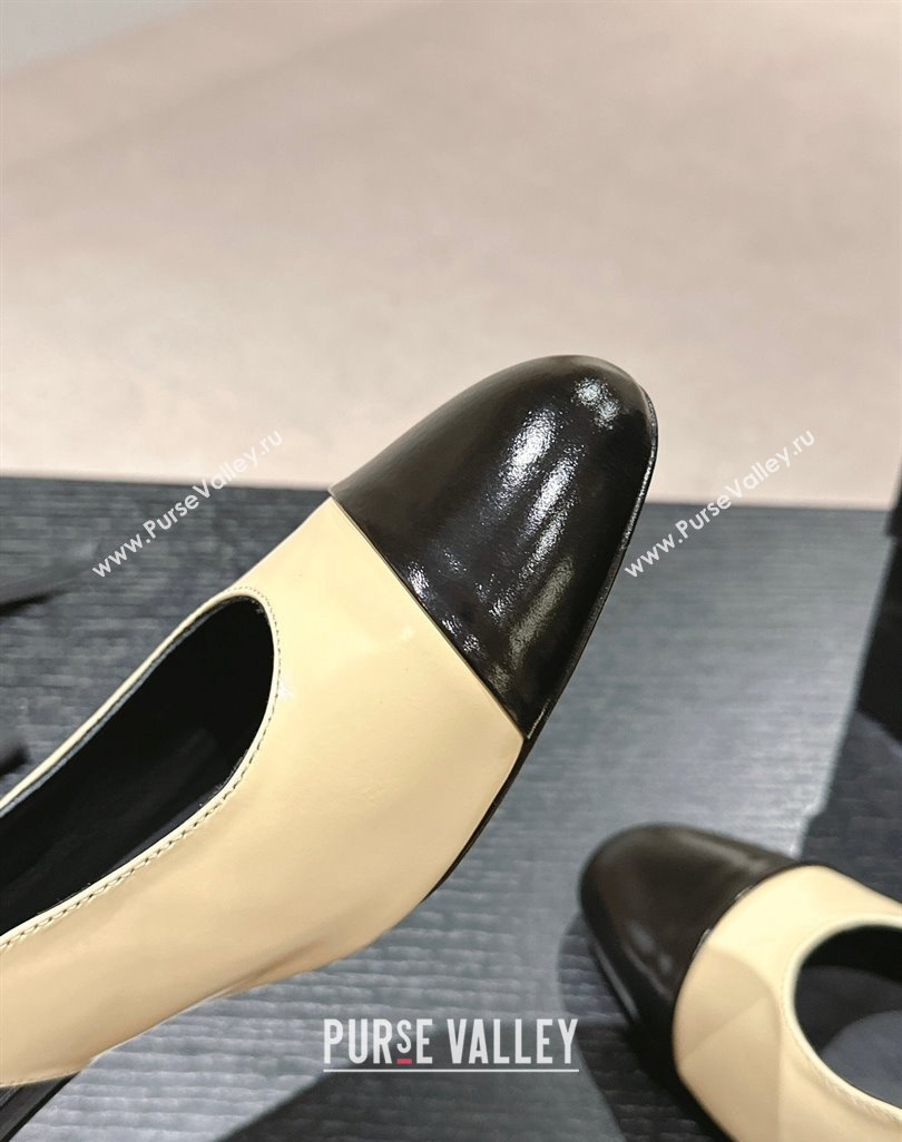 Chanel Calfskin Slingback Pumps 5cm with Side CC G45566 Yellow/Black 2024 (MD-240424002)