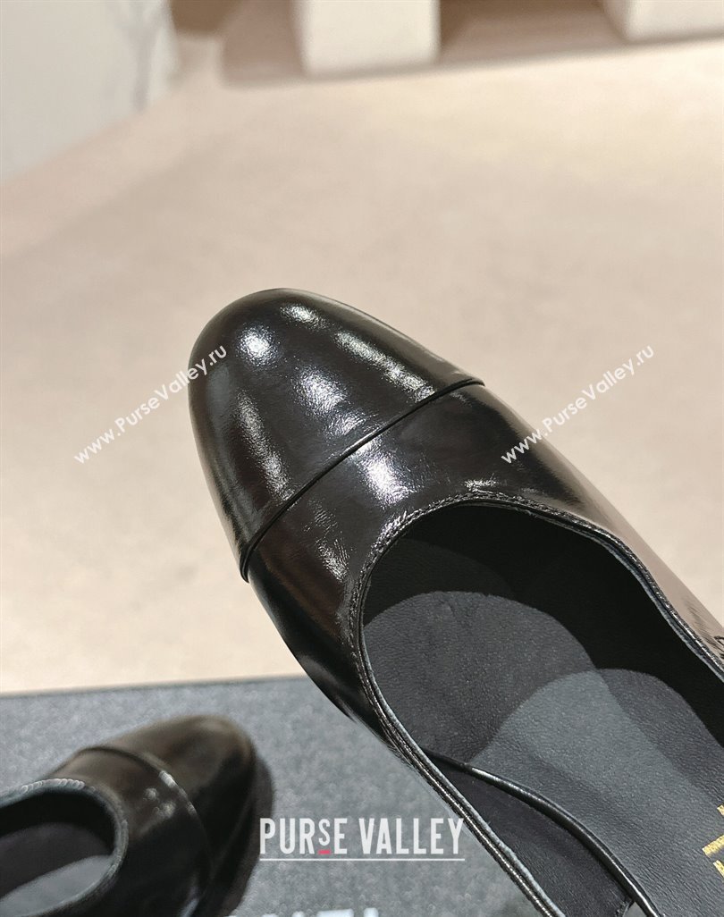 Chanel Calfskin Slingback Pumps 9cm with Side CC G45566 Shiny Black 2024 (MD-240424006)