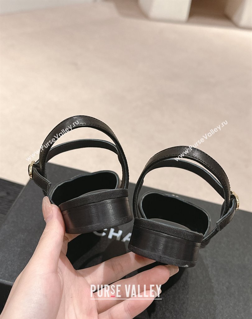 Chanel Lambskin Flat Slingback Flat with Crystals Bloom Black 2024 0423 (MD-240423038)
