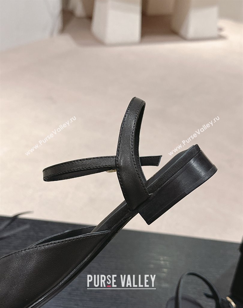Chanel Lambskin Flat Slingback Flat with Crystals Bloom Black 2024 0423 (MD-240423038)