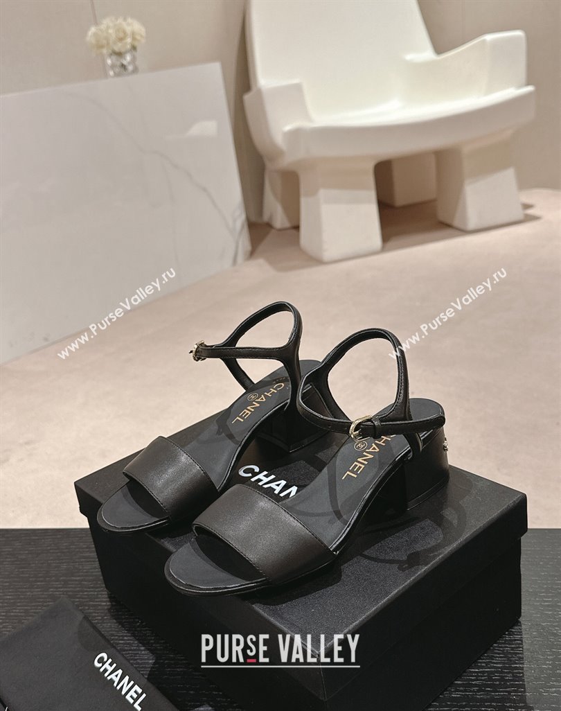 Chanel Lambskin Heel Sandals 4.5cm Black 2024 042302 (MD-240423050)