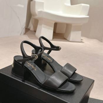 Chanel Lambskin Heel Sandals 4.5cm Black 2024 042302 (MD-240423050)