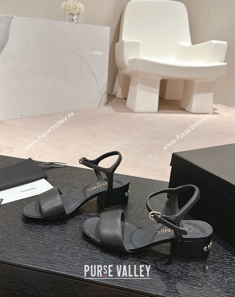 Chanel Lambskin Heel Sandals 4.5cm Black 2024 042302 (MD-240423050)