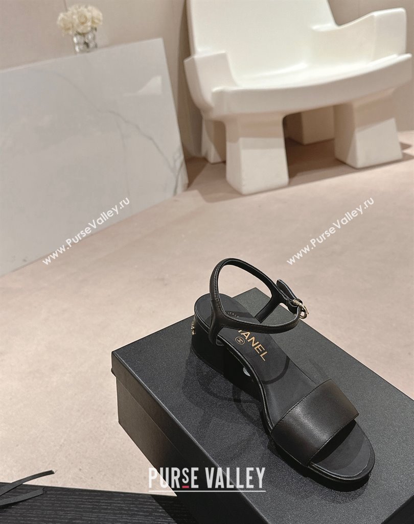 Chanel Lambskin Heel Sandals 4.5cm Black 2024 042302 (MD-240423050)