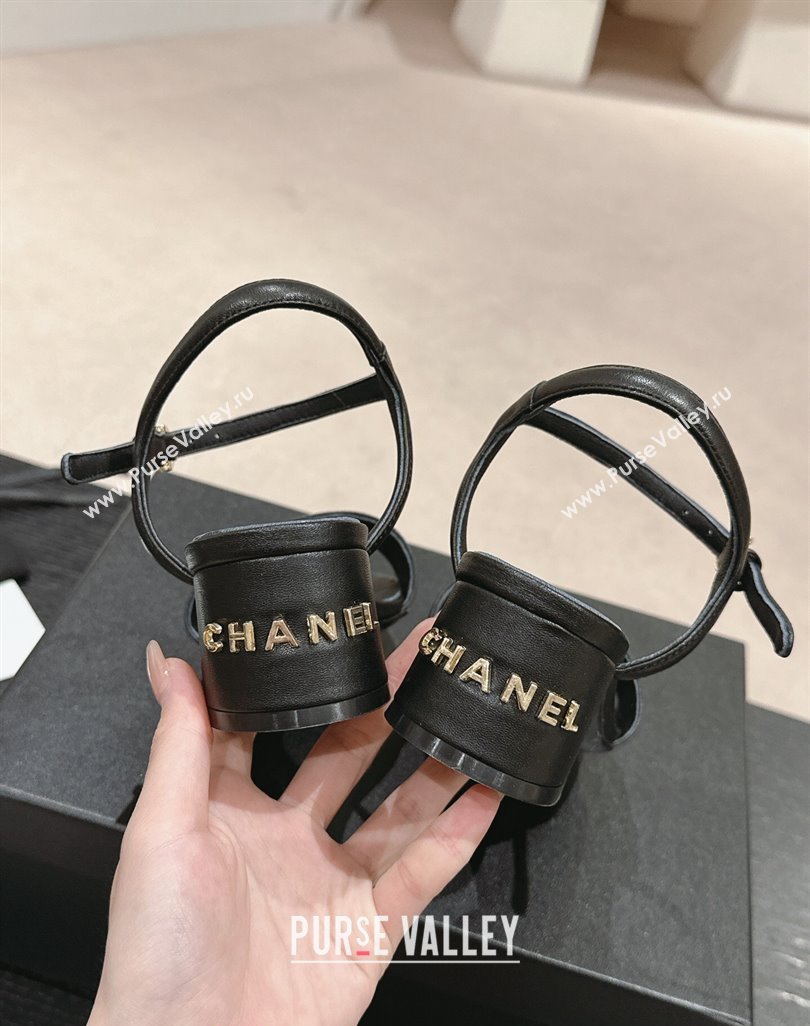 Chanel Lambskin Heel Sandals 4.5cm Black 2024 042302 (MD-240423050)