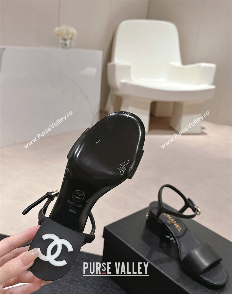 Chanel Lambskin Heel Sandals 4.5cm Black 2024 042302 (MD-240423050)