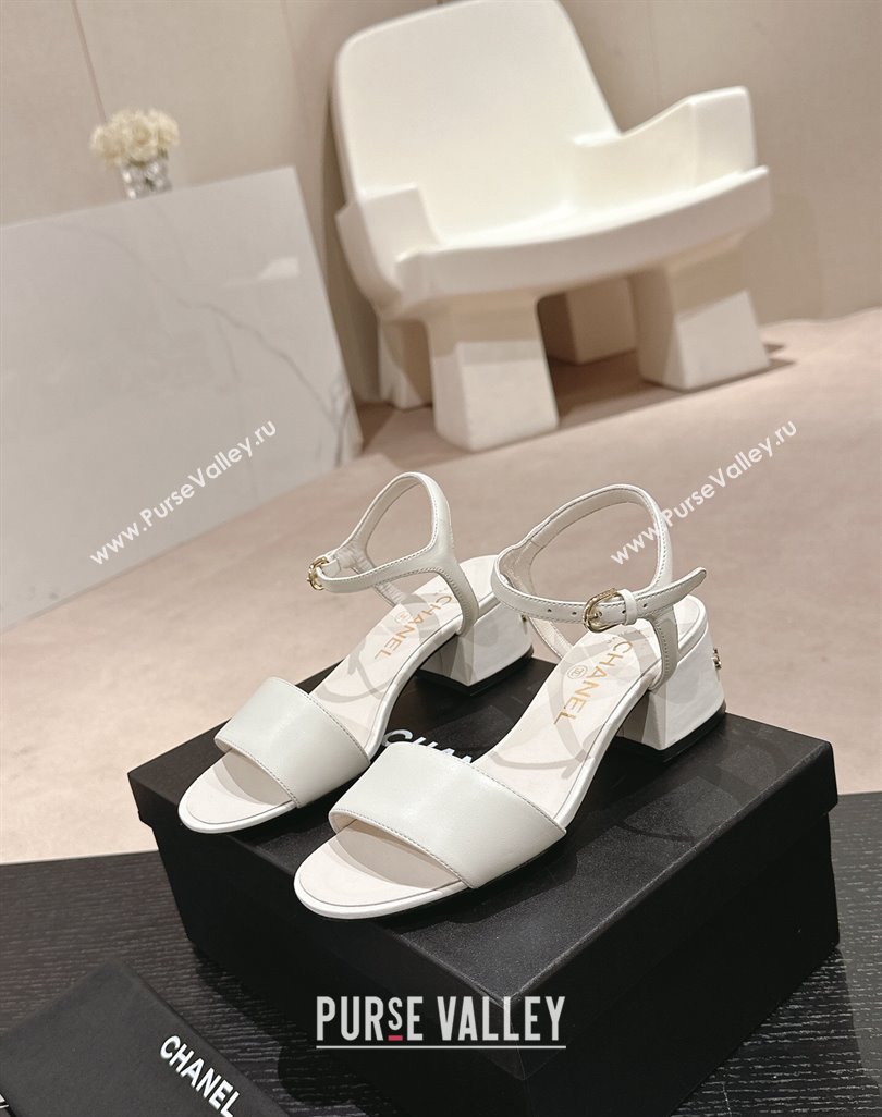 Chanel Lambskin Heel Sandals 4.5cm White 2024 042302 (MD-240423051)