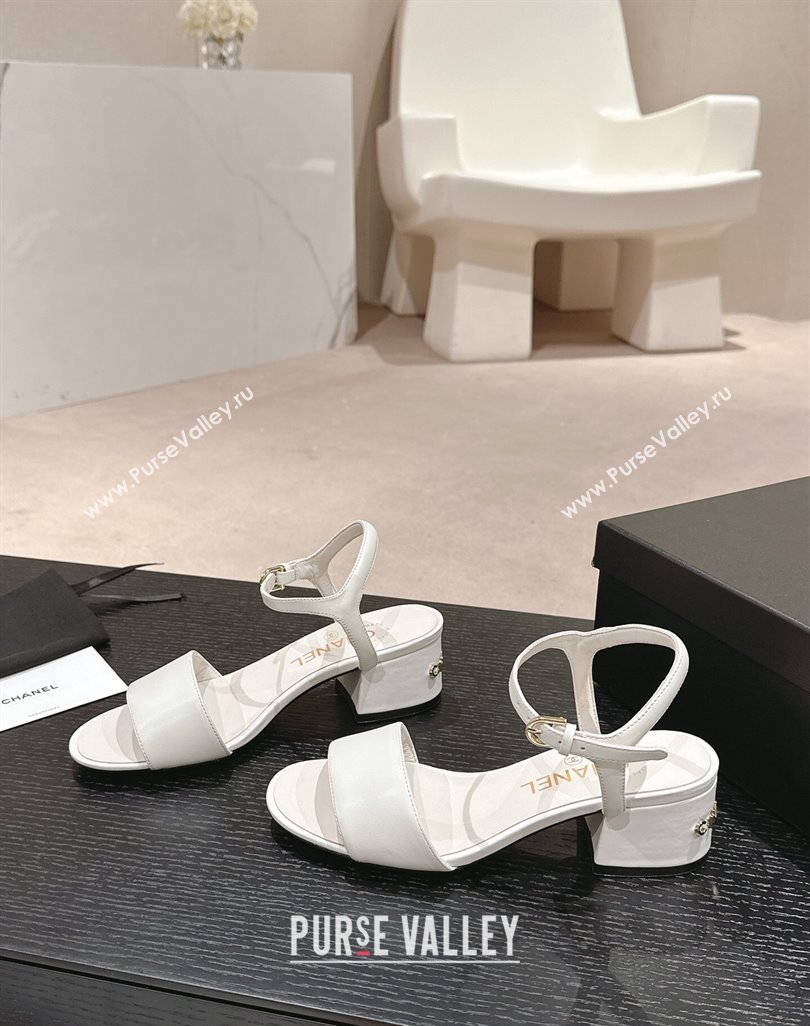 Chanel Lambskin Heel Sandals 4.5cm White 2024 042302 (MD-240423051)