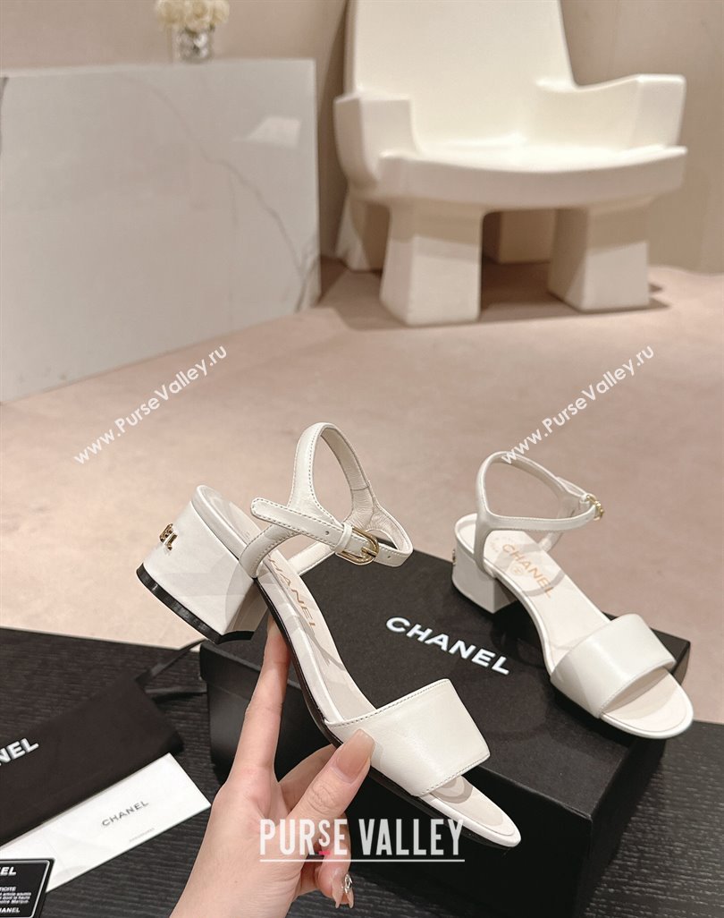 Chanel Lambskin Heel Sandals 4.5cm White 2024 042302 (MD-240423051)