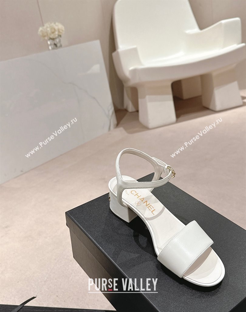 Chanel Lambskin Heel Sandals 4.5cm White 2024 042302 (MD-240423051)