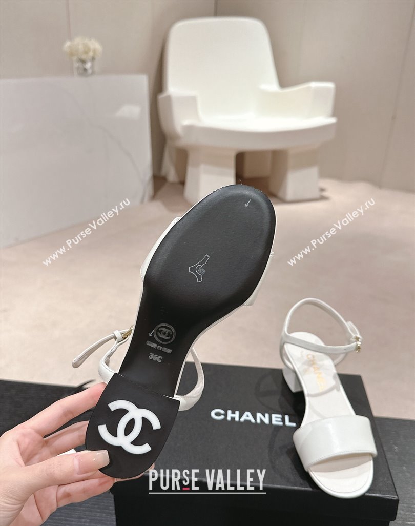 Chanel Lambskin Heel Sandals 4.5cm White 2024 042302 (MD-240423051)