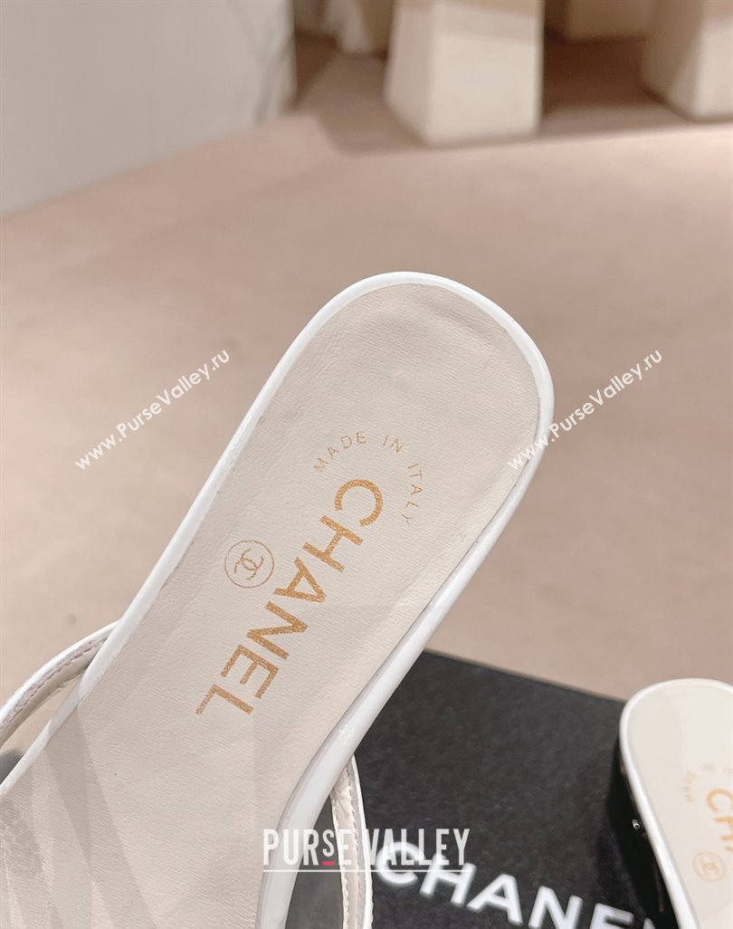 Chanel PVC Heel Slide Sandals 3.5cm with Crystals Logo White 2024 0423 (MD-240423078)