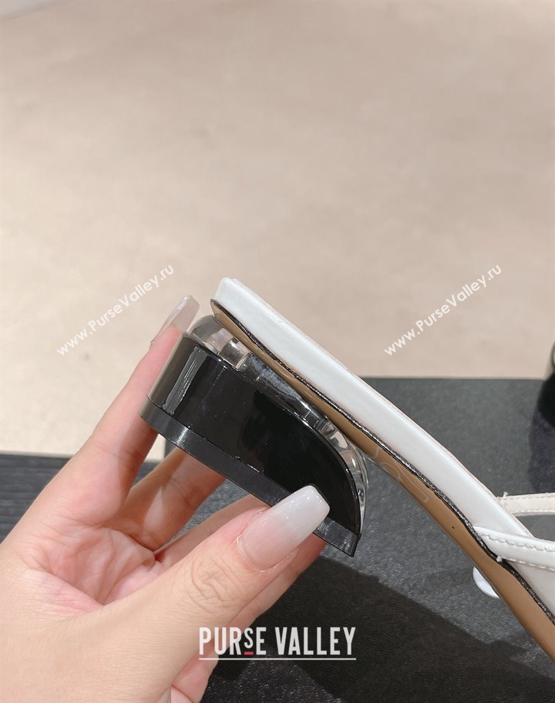 Chanel PVC Heel Slide Sandals 3.5cm with Crystals Logo White 2024 0423 (MD-240423078)
