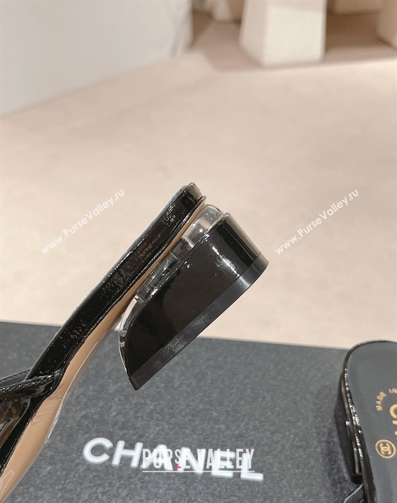 Chanel PVC Heel Slide Sandals 3.5cm with Crystals Logo Black 2024 0423 (MD-240423079)