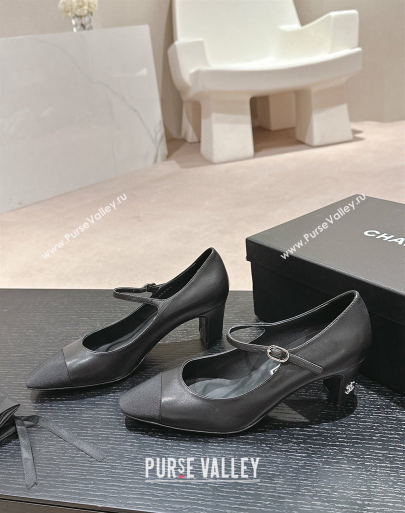 Chanel Lambskin Grosgrain Mary Janes Pumps 6.5cm Black 2024 0423 (MD-240423090)