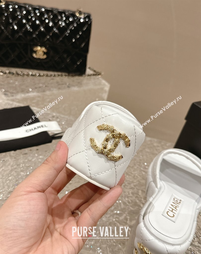 Chanel Quilted Lambskin Wedge Platform Slide Sandals 6.5cm White 2024 0424 (MD-240424190)