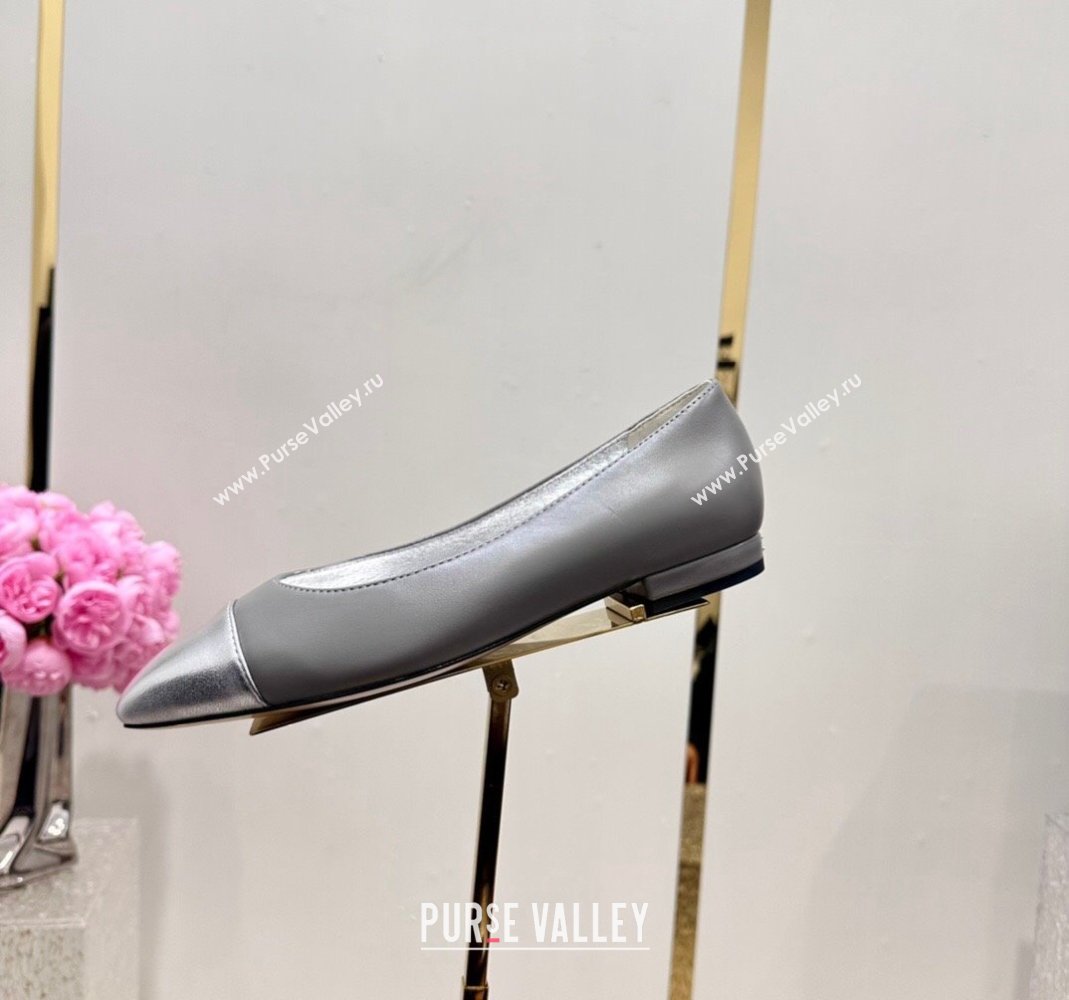 Chanel Lambskin Metallic Calfskin Ballet Flat Grey/Silver 2024 0425 (KL-240425036)