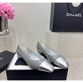 Chanel Lambskin Metallic Calfskin Ballet Flat Grey/Silver 2024 0425 (KL-240425036)