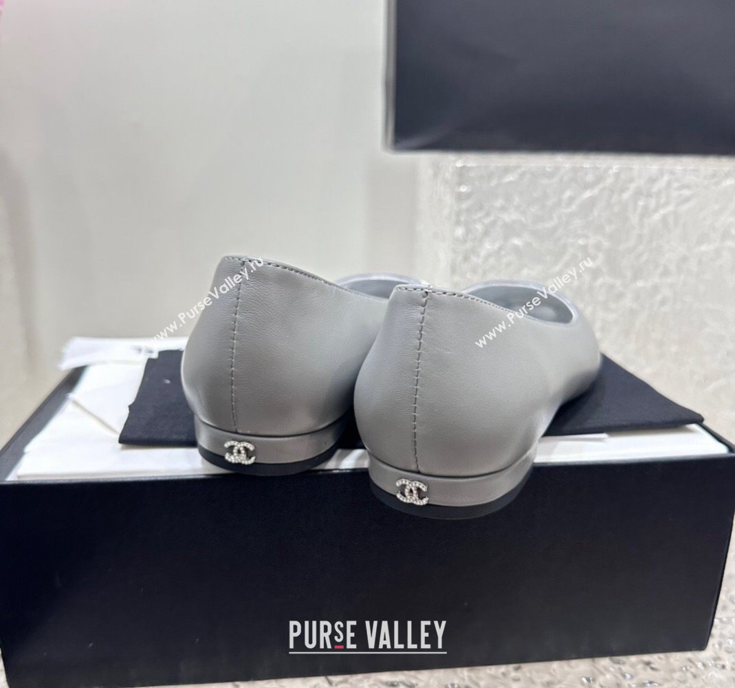 Chanel Lambskin Metallic Calfskin Ballet Flat Grey/Silver 2024 0425 (KL-240425036)