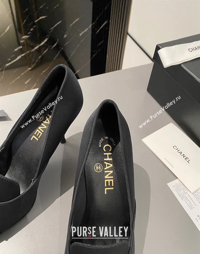 Chanel Satin Pointed Pumps 7.5cm Black 2024 032202 (MD-240424021)